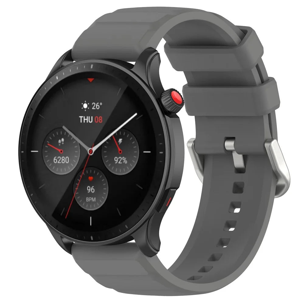For TicWatch Pro 3 Lite / Mibro Watch X1 Silicone Watch Band 22mm Quick Release Wristband Replacement Strap - Dark Grey - 5