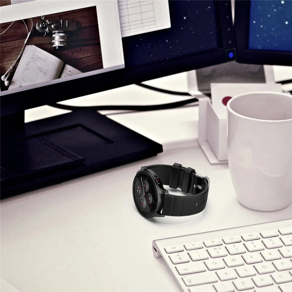For TicWatch Pro 3 Lite / Mibro Watch X1 Silicone Watch Band 22mm Quick Release Wristband Replacement Strap - Dark Grey - 6