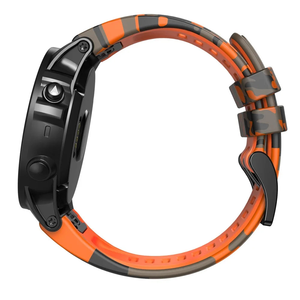For Garmin Fenix Enduro / Tactix Delta / Tactix 7 Pro Printed Pattern Watch Band Soft Silicone 26mm Quick Release Wristband Strap - Camouflage Orange - 2