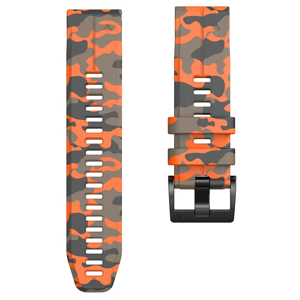 For Garmin Fenix Enduro / Tactix Delta / Tactix 7 Pro Printed Pattern Watch Band Soft Silicone 26mm Quick Release Wristband Strap - Camouflage Orange - 3