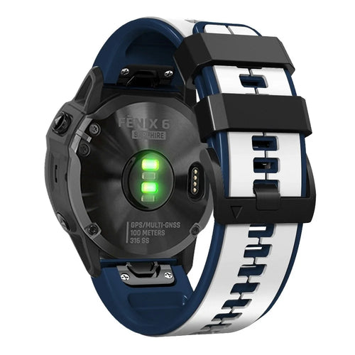 For Garmin Enduro / Tactix Delta / Tactix 7 Pro Pin Texture Silicone Watch Band 26mm Dual Colors Replacement Wrist Strap - White  /  Dark Blue - 1