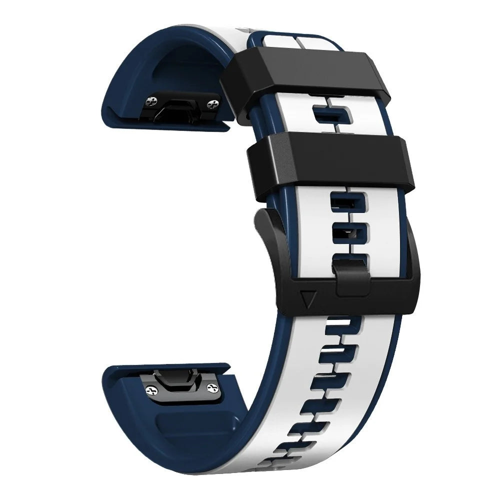For Garmin Enduro / Tactix Delta / Tactix 7 Pro Pin Texture Silicone Watch Band 26mm Dual Colors Replacement Wrist Strap - White  /  Dark Blue - 2
