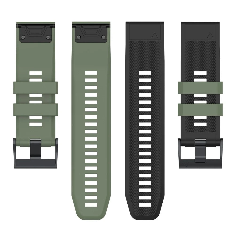 For Garmin Enduro / Tactix Delta / Tactix 7 Pro Dual Colors Replacement Wrist Band 26mm Textured Silicone Watch Strap - Blackish Green  /  Black - 5