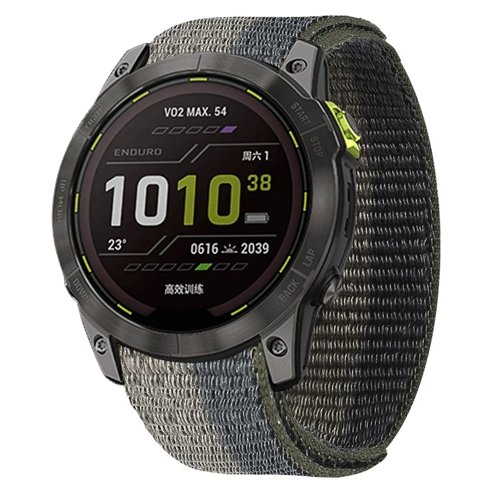 For Garmin Tactix 7 Pro / Fenix 7X / 6X Pro Replacement Nylon Watch Band 26mm Adjustable Magic Tape Wrist Strap - Black / Grey - 2