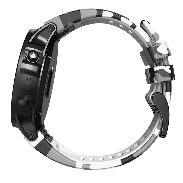 For Garmin Descent G1 / Instinct 2 / Epix Gen2 Printed Pattern Watch Band Soft Silicone Quick Release Replacement Sport Strap - Camouflage White - 2
