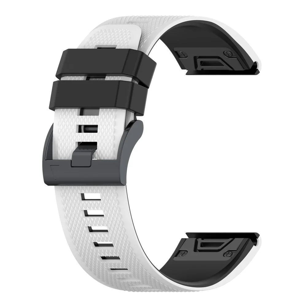 For Garmin Descent G1 / Forerunner 935 / Forerunner 945 Textured Silicone Wrist Watch Band Dual-Color Replacement Strap - White  /  Black - 2