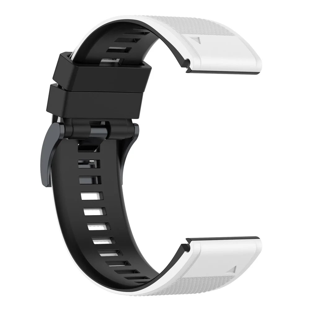 For Garmin Descent G1 / Forerunner 935 / Forerunner 945 Textured Silicone Wrist Watch Band Dual-Color Replacement Strap - White  /  Black - 3