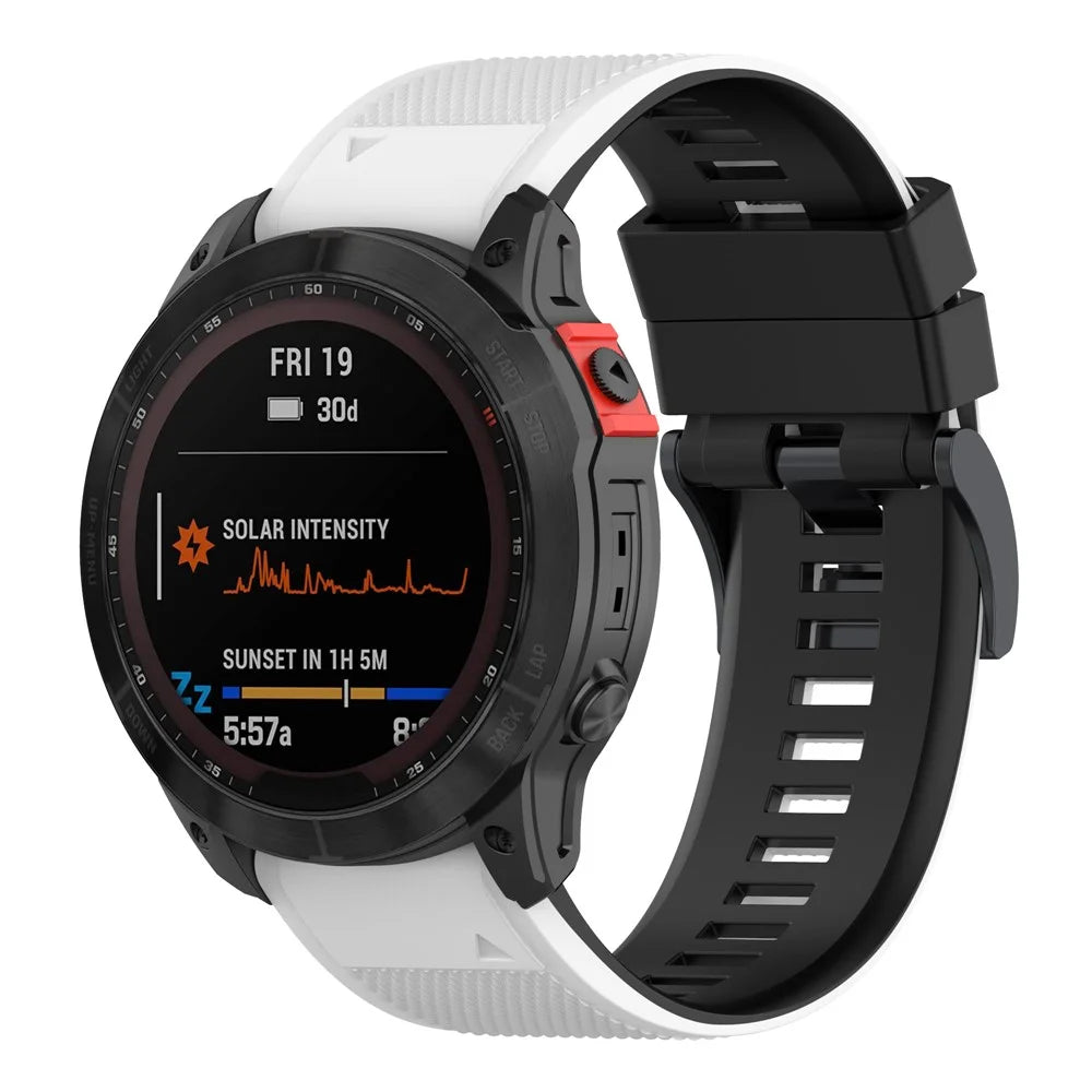 For Garmin Descent G1 / Forerunner 935 / Forerunner 945 Textured Silicone Wrist Watch Band Dual-Color Replacement Strap - White  /  Black - 4