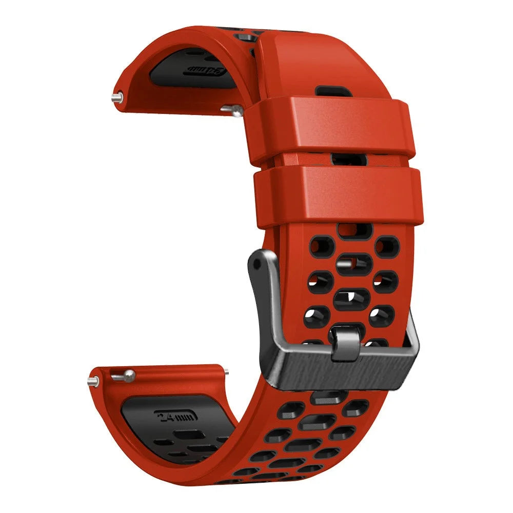For Suunto 7 / 9 / 9 Baro Dual-color Silicone Watch Band 24mm Multi-hole Design Quick Release Wristband Strap - Red / Black - 2