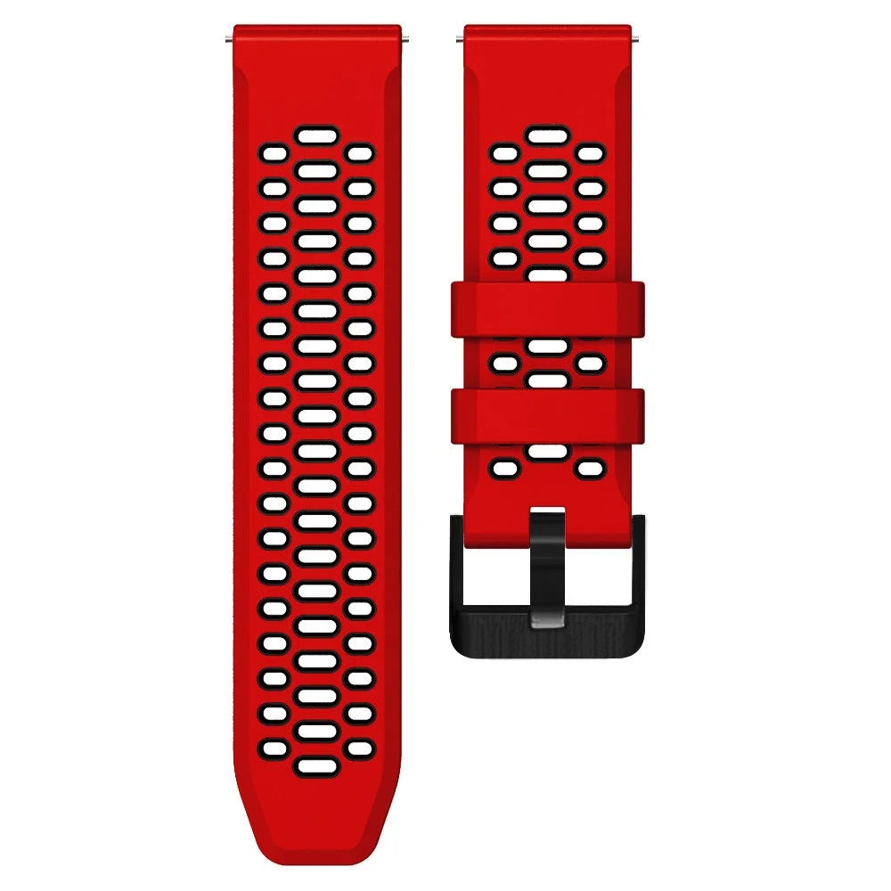 For Suunto 7 / 9 / 9 Baro Dual-color Silicone Watch Band 24mm Multi-hole Design Quick Release Wristband Strap - Red / Black - 3