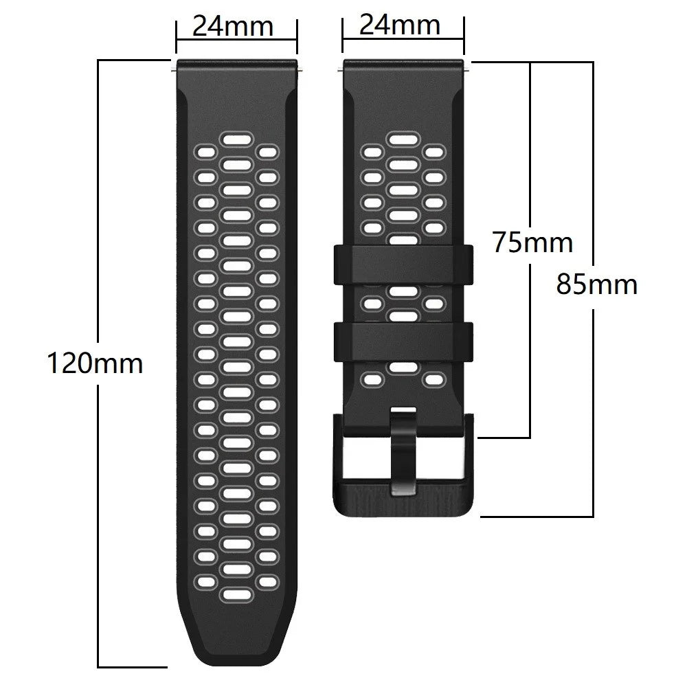 For Suunto 7 / 9 / 9 Baro Dual-color Silicone Watch Band 24mm Multi-hole Design Quick Release Wristband Strap - Red / Black - 5