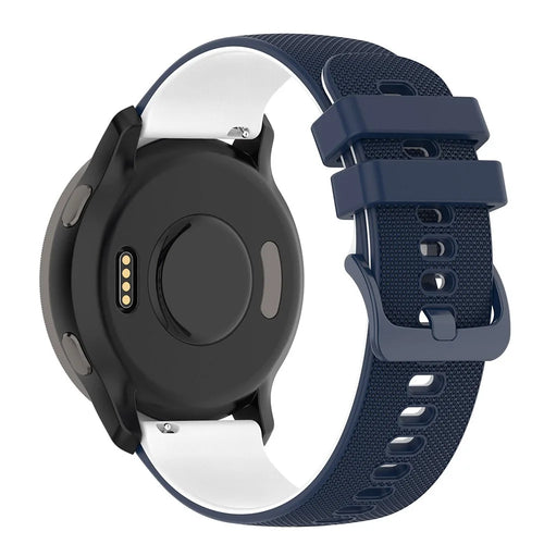 For Suunto 5 Peak / Samsung Galaxy Watch3 45mm Dual-Color Silicone Watch Band 22mm Grid Texture Sport Replacement Strap - Navy Bluewhite - 1