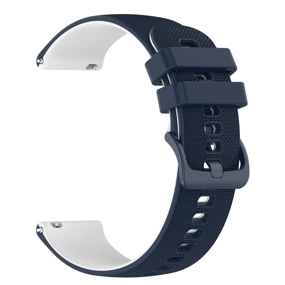 For Suunto 5 Peak / Samsung Galaxy Watch3 45mm Dual-Color Silicone Watch Band 22mm Grid Texture Sport Replacement Strap - Navy Bluewhite - 2