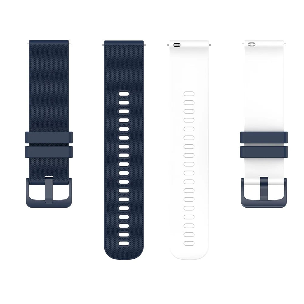 For Suunto 5 Peak / Samsung Galaxy Watch3 45mm Dual-Color Silicone Watch Band 22mm Grid Texture Sport Replacement Strap - Navy Bluewhite - 5