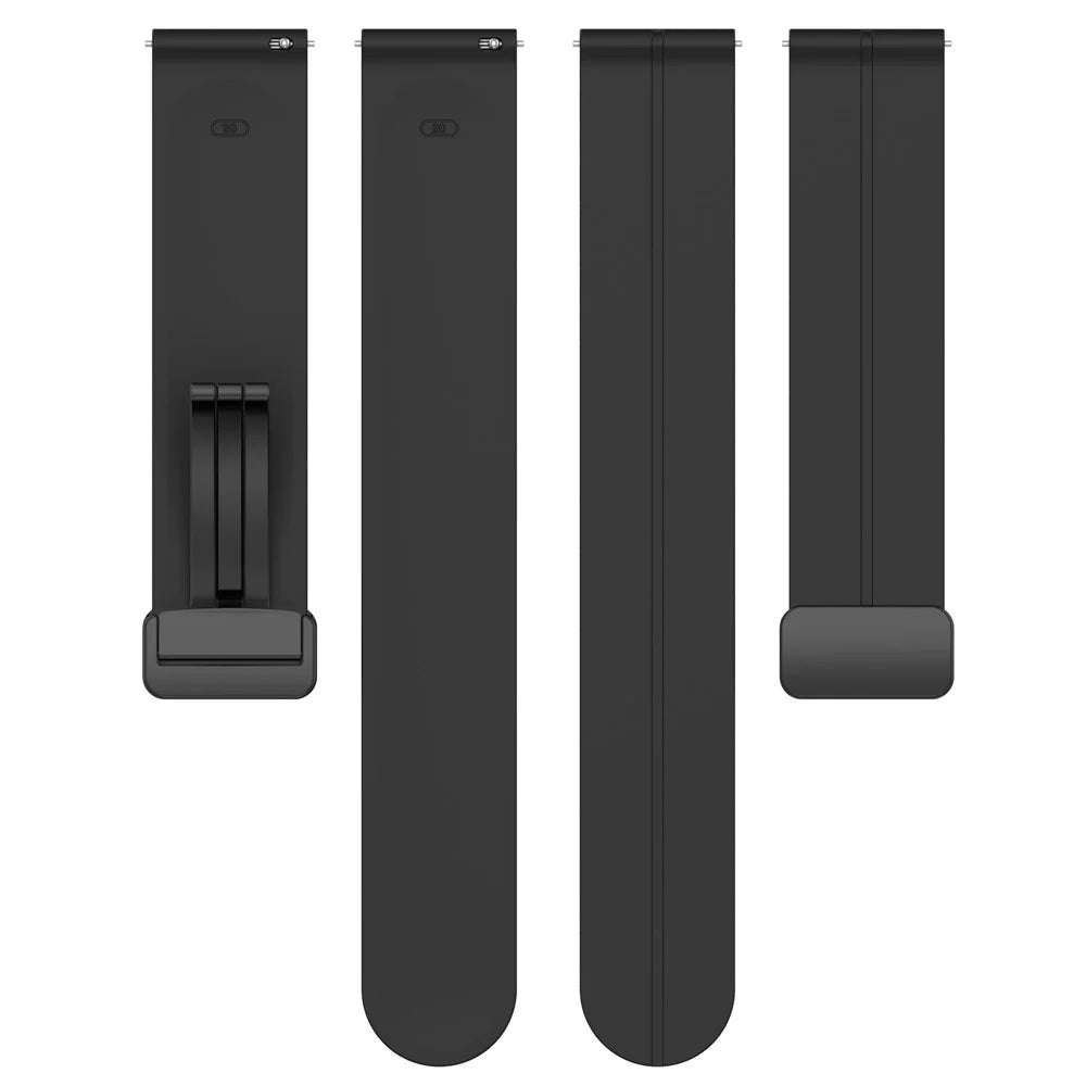 For Samsung Galaxy Watch 6 / Watch 5 / Watch4 40mm / 44mm / Huawei Watch GT 3 42mm / Garmin Venu2 Plus Silicone Watch Band Magnetic Folding Buckle Sport Strap - Black - 4