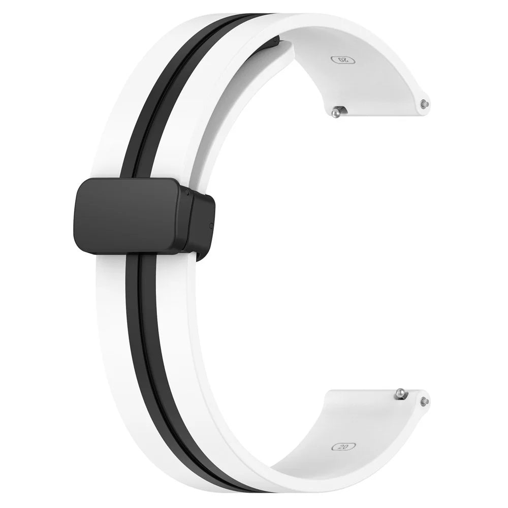 For Samsung Galaxy Watch6 40mm 44mm / Watch6 Classic 43mm 47mm / Watch 5 40mm 44mm / 5 Pro 45mm / Watch4 40mm 44mm Dual Color Sports Strap Magnetic Folding Buckle Silicone Watch Band Replacement - White / Black - 2