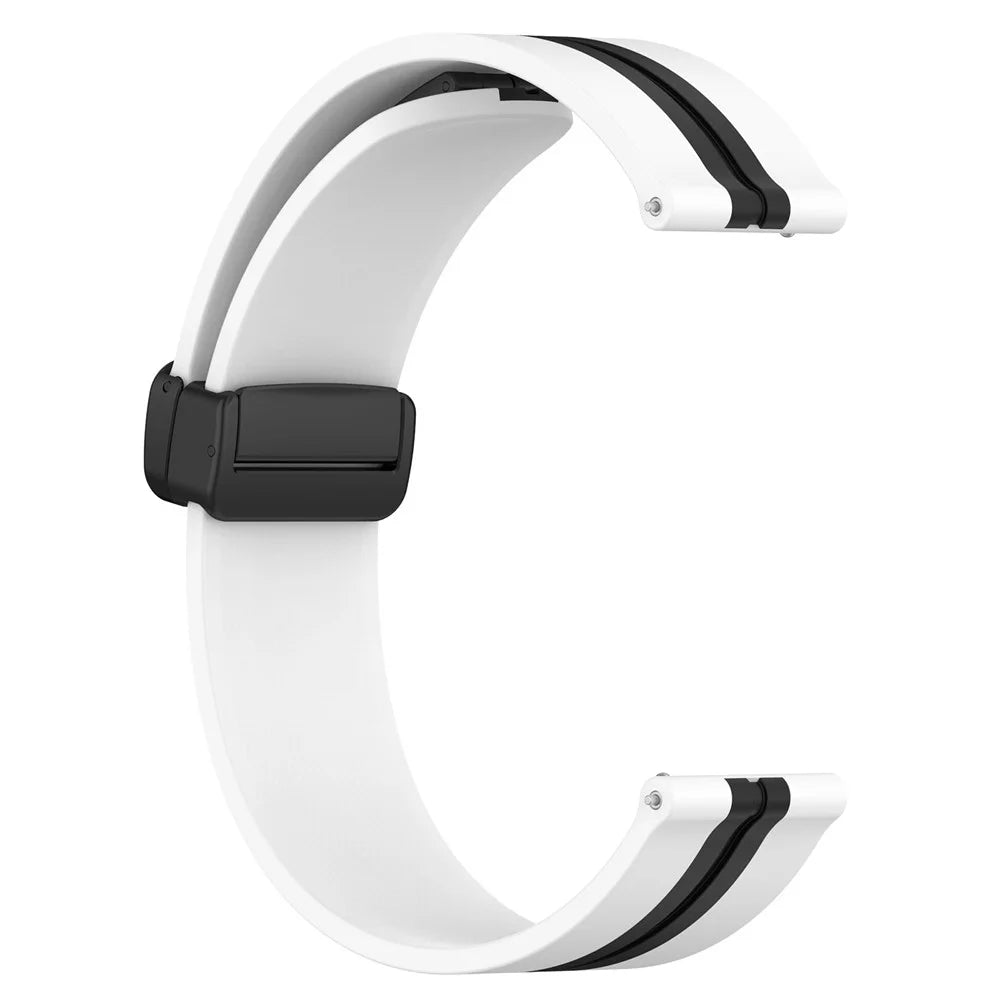 For Samsung Galaxy Watch6 40mm 44mm / Watch6 Classic 43mm 47mm / Watch 5 40mm 44mm / 5 Pro 45mm / Watch4 40mm 44mm Dual Color Sports Strap Magnetic Folding Buckle Silicone Watch Band Replacement - White / Black - 3