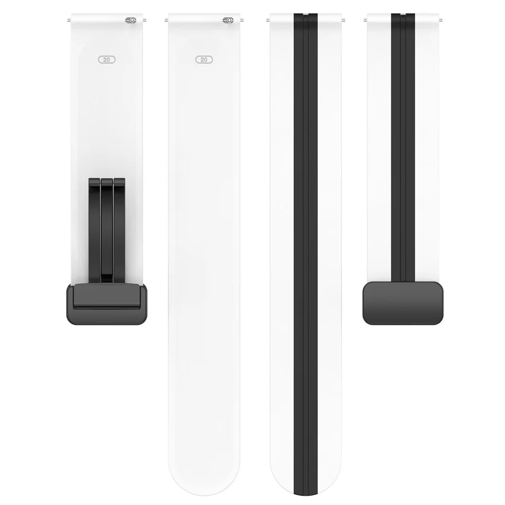 For Samsung Galaxy Watch6 40mm 44mm / Watch6 Classic 43mm 47mm / Watch 5 40mm 44mm / 5 Pro 45mm / Watch4 40mm 44mm Dual Color Sports Strap Magnetic Folding Buckle Silicone Watch Band Replacement - White / Black - 4