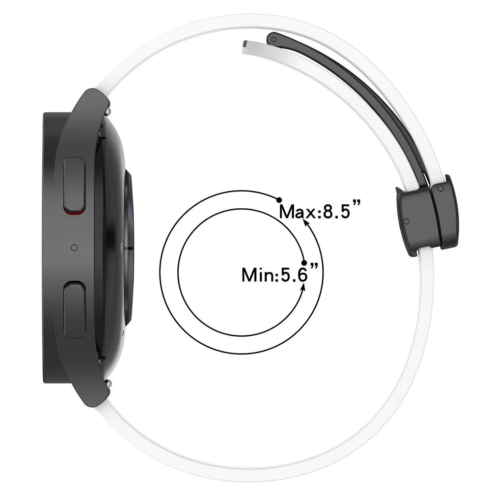 For Samsung Galaxy Watch6 40mm 44mm / Watch6 Classic 43mm 47mm / Watch 5 40mm 44mm / 5 Pro 45mm / Watch4 40mm 44mm Dual Color Sports Strap Magnetic Folding Buckle Silicone Watch Band Replacement - White / Black - 6