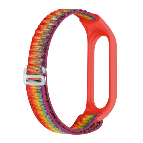 For Xiaomi Mi Band 3 / Band 4 / Band 5 / Band 6 / Band 7 Alpine Loop Nylon Watch Band G-hook Adjustable Sport Strap - Rainbow Color - 1