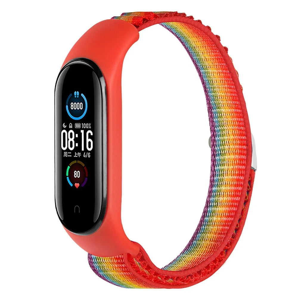 For Xiaomi Mi Band 3 / Band 4 / Band 5 / Band 6 / Band 7 Alpine Loop Nylon Watch Band G-hook Adjustable Sport Strap - Rainbow Color - 2