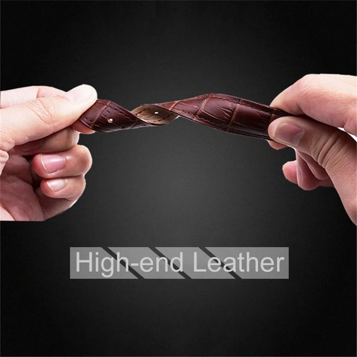 For Fitbit Versa 4 / Sense 2 Genuine Leather Watch Strap Crocodile Texture Replacement Band Stainless Steel Buckle Bracelet - Brown - 4