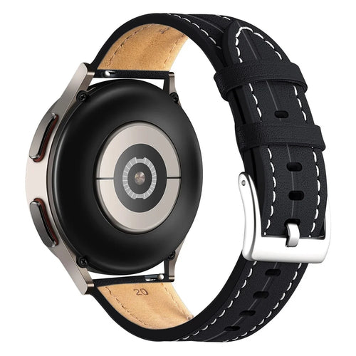 For Realme Watch 3 / Huami Amazfit GTR 4 / GTR 4 Pro Genuine Cow Leather Watch Band 22mm Adjustable Quick Release Replacement Strap - Black - 1