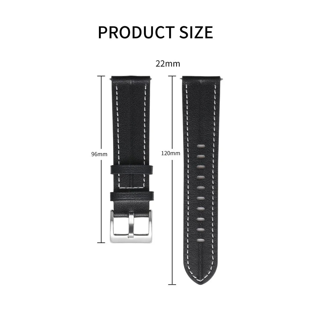 For Realme Watch 3 / Huami Amazfit GTR 4 / GTR 4 Pro Genuine Cow Leather Watch Band 22mm Adjustable Quick Release Replacement Strap - Black - 5