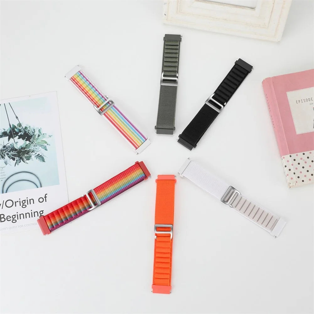For Garmin Forerunner 255S / Venu 2S Stylish Nylon Wrist Band 18mm Universal Adjustable Smartwatch Strap - Colorful - 5
