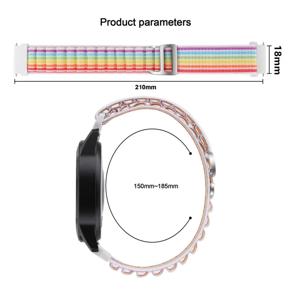 For Garmin Forerunner 255S / Venu 2S Stylish Nylon Wrist Band 18mm Universal Adjustable Smartwatch Strap - Colorful - 6