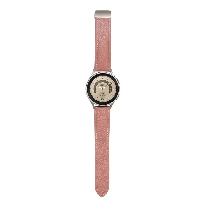 For Coros Pace 2 / Coros Apex 42mm Textured Genuine Leather Watch Band 20mm Quick Release Butterfly Buckle Strap Replacement - Deep Pink - 3