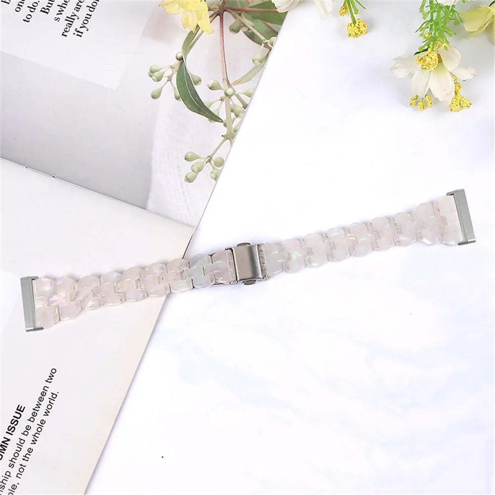 For Garmin Vivoactive 3 / Vivoactive 3 Music Replacement Resin Watch Strap Quick Release 20mm Watch Band with Folding Clasp - Shell White - 2