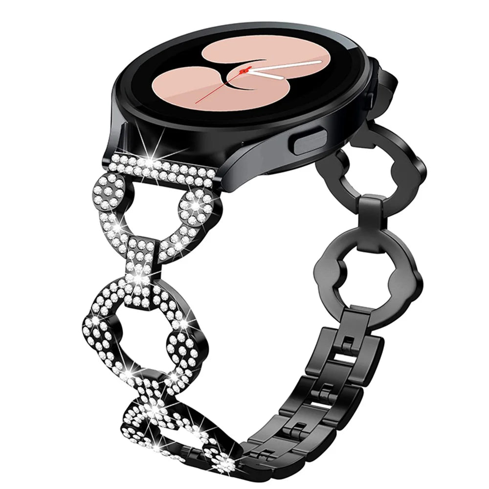 For Garmin Vivoactive 3 / Vivoactive 3 Music / Venu Rhinestones Decor 3 Circles Design Metal Wrist Band 20mm Replacement Watch Strap - Black - 1