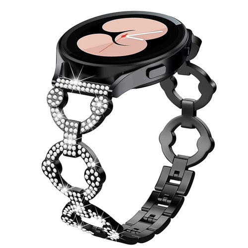For Garmin Vivoactive 3 / Vivoactive 3 Music / Venu Rhinestones Decor 3 Circles Design Metal Wrist Band 20mm Replacement Watch Strap - Black - 1
