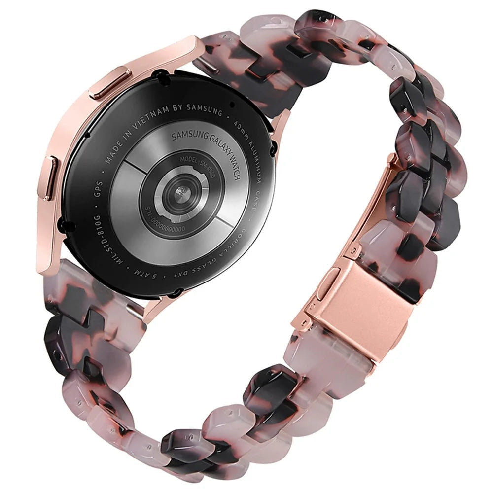 For Samsung Galaxy Watch6 40mm 44mm / Watch6 Classic 43mm 47mm / Watch 5 40mm 44mm / 5 Pro 45mm / Watch4 40mm 44mm Rhombus Resin Watch Band 20mm Wristband Bracelet Strap - Pink / Black - 1