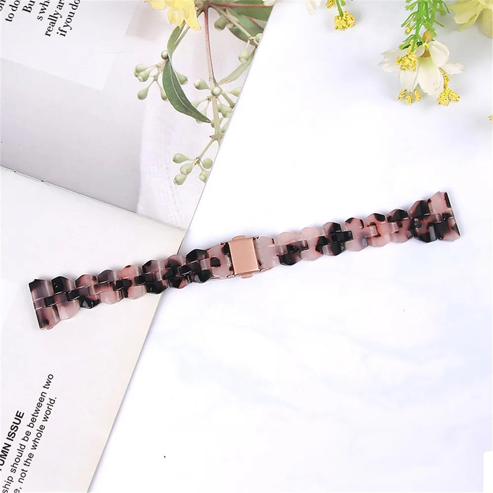 For Samsung Galaxy Watch6 40mm 44mm / Watch6 Classic 43mm 47mm / Watch 5 40mm 44mm / 5 Pro 45mm / Watch4 40mm 44mm Rhombus Resin Watch Band 20mm Wristband Bracelet Strap - Pink / Black - 2