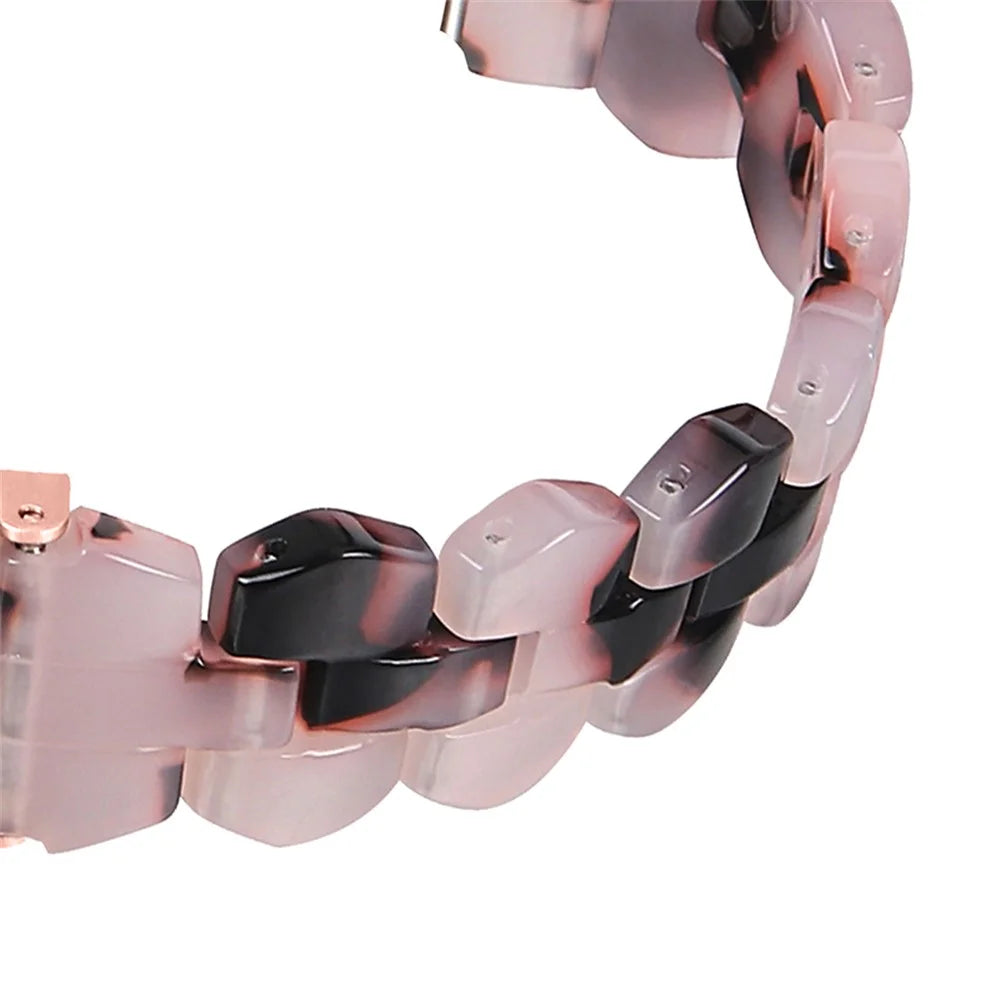 For Samsung Galaxy Watch6 40mm 44mm / Watch6 Classic 43mm 47mm / Watch 5 40mm 44mm / 5 Pro 45mm / Watch4 40mm 44mm Rhombus Resin Watch Band 20mm Wristband Bracelet Strap - Pink / Black - 3