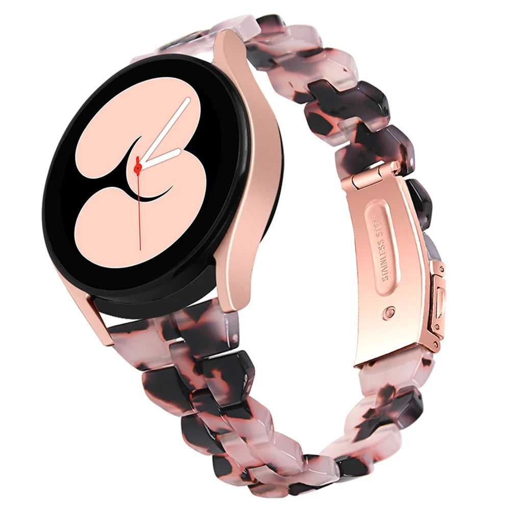 For Samsung Galaxy Watch6 40mm 44mm / Watch6 Classic 43mm 47mm / Watch 5 40mm 44mm / 5 Pro 45mm / Watch4 40mm 44mm Rhombus Resin Watch Band 20mm Wristband Bracelet Strap - Pink / Black - 4