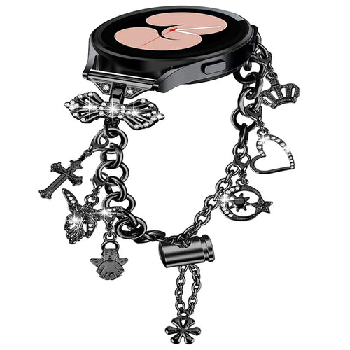 For Samsung Galaxy Watch3 41mm / Watch 42mm Metal Watch Band 20mm Adjustable Wristband Bracelet with Multiple Pendants - Black - 1
