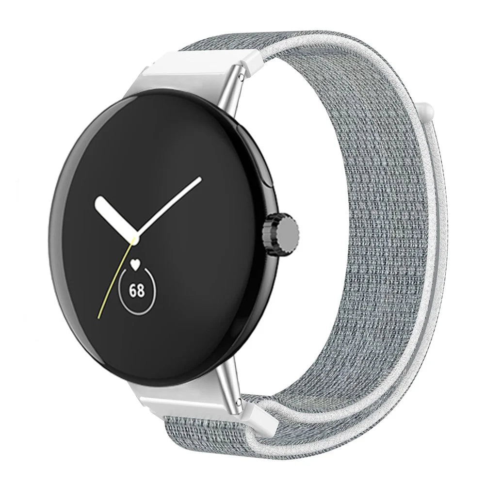 For Google Pixel Watch 4 41mm / Watch 3 41mm / Watch 2 / Watch Soft Nylon Sport Band Braided Strap Replacement Bracelet - White / Grey - 6