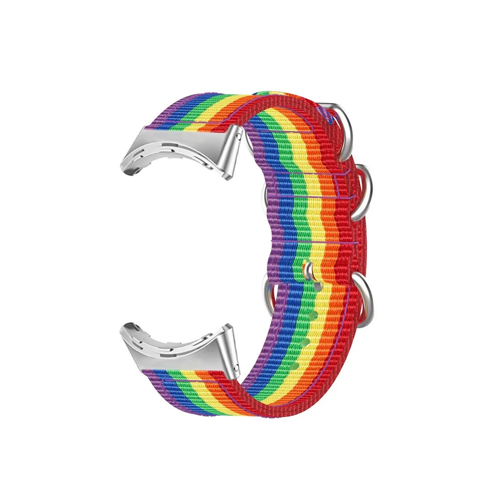 For Google Pixel Watch 4 41mm / Watch 3 41mm / Watch 2 / Watch Nylon Watch Band Three Loops Wristbands Strap Replacement - Multi-Color - 4