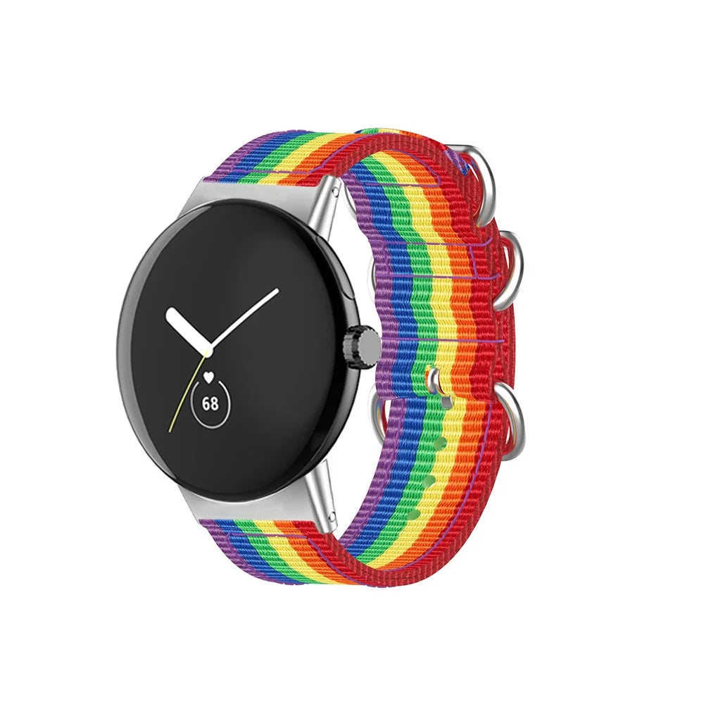 For Google Pixel Watch 4 41mm / Watch 3 41mm / Watch 2 / Watch Nylon Watch Band Three Loops Wristbands Strap Replacement - Multi-Color - 5