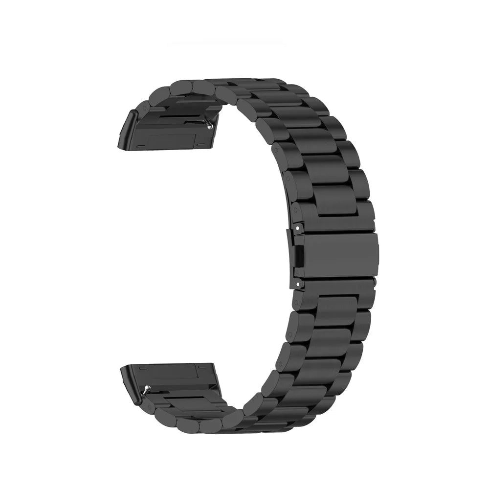 For Fitbit Versa 4  /  Versa 3  /  Sense 2  /  Sense Stylish 3 Beads Design Stainless Steel Wrist Band Replacement Smartwatch Strap - Black - 1