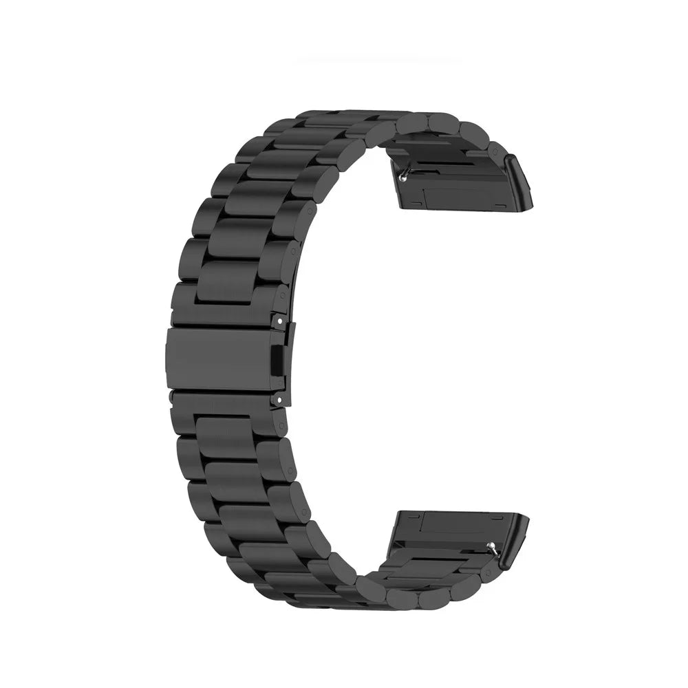 For Fitbit Versa 4  /  Versa 3  /  Sense 2  /  Sense Stylish 3 Beads Design Stainless Steel Wrist Band Replacement Smartwatch Strap - Black - 3