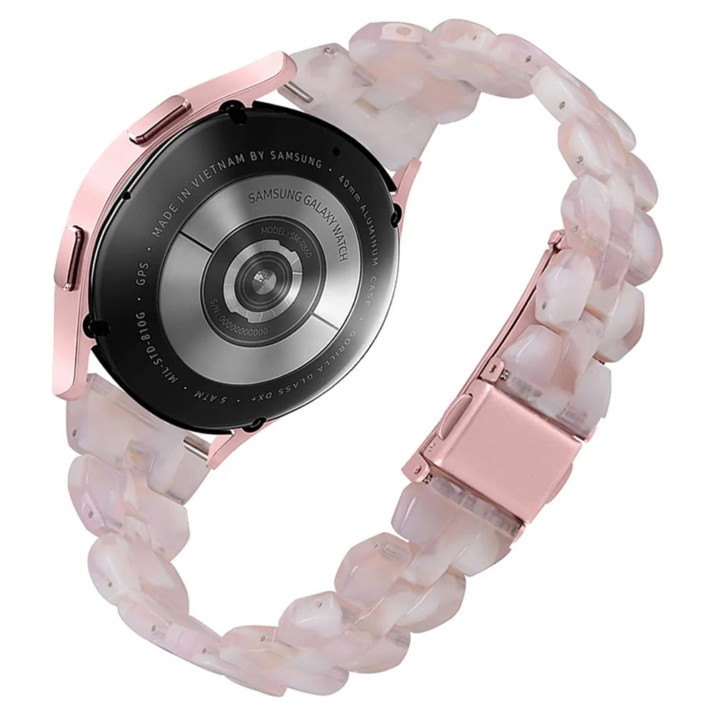 For Samsung Galaxy Watch6 40mm 44mm / Watch6 Classic 43mm 47mm / Watch 5 40mm 44mm / 5 Pro 45mm / Watch4 40mm 44mm Resin Strap 20mm Bracelet Wristband Replacement - Pink Flower - 1
