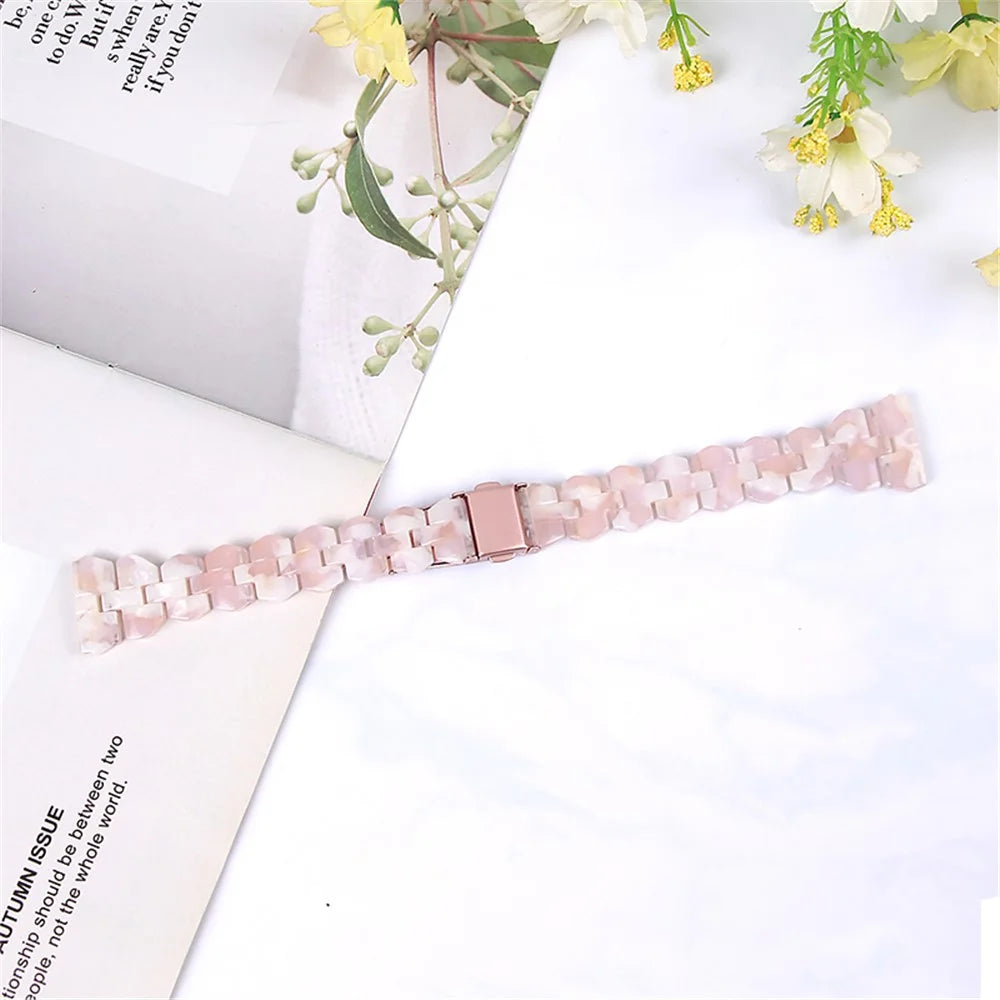For Samsung Galaxy Watch6 40mm 44mm / Watch6 Classic 43mm 47mm / Watch 5 40mm 44mm / 5 Pro 45mm / Watch4 40mm 44mm Resin Strap 20mm Bracelet Wristband Replacement - Pink Flower - 2