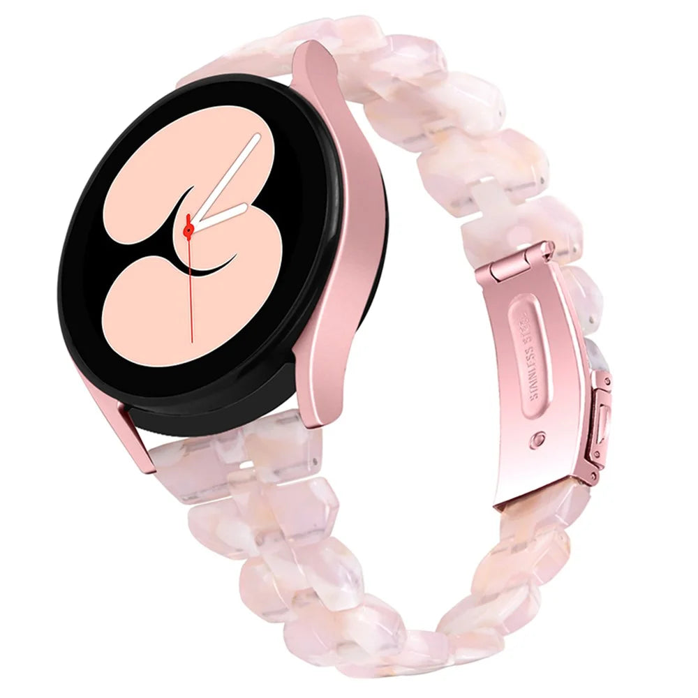 For Samsung Galaxy Watch6 40mm 44mm / Watch6 Classic 43mm 47mm / Watch 5 40mm 44mm / 5 Pro 45mm / Watch4 40mm 44mm Resin Strap 20mm Bracelet Wristband Replacement - Pink Flower - 4