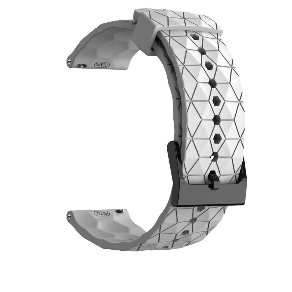 For Samsung Galaxy Watch3 45mm /  Huawei Watch GT 2 46mm / GT Runner / Garmin Forerunner 255 Watch Band 22mm Football Pattern Silicone Wrist Strap Replacement - White - 4