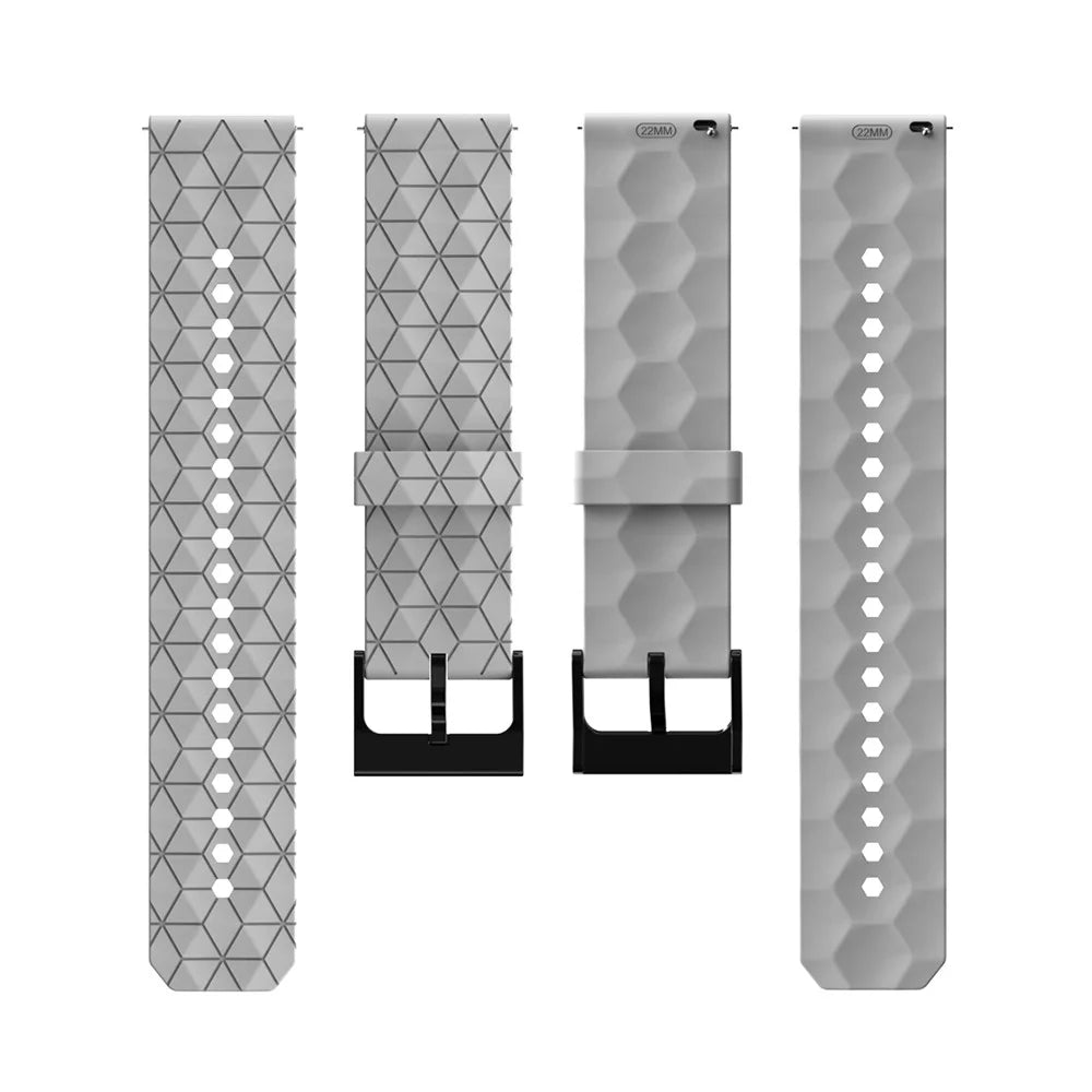 For Samsung Galaxy Watch3 45mm /  Huawei Watch GT 2 46mm / GT Runner / Garmin Forerunner 255 Watch Band 22mm Football Pattern Silicone Wrist Strap Replacement - White - 5