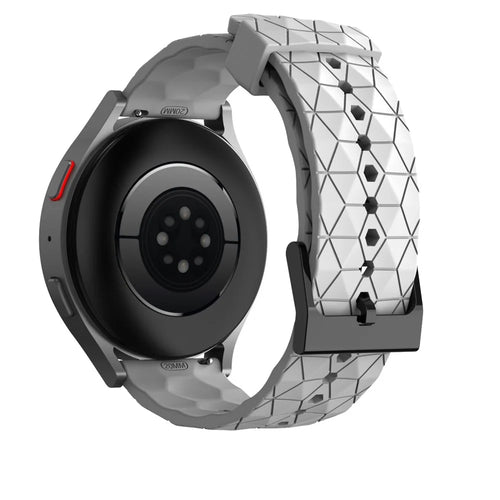 For Samsung Galaxy Watch 5 40mm/44mm/Huawei Watch GT 42mm/46mm Football Pattern Silicone Watch Strap 20mm Replacement Wrist Band - White - 1